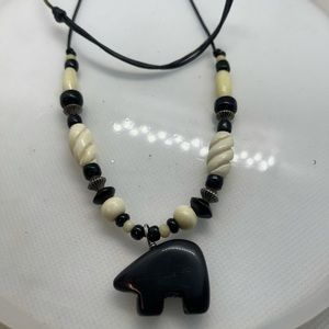 Genuine Onyx Native American Bear Necklace